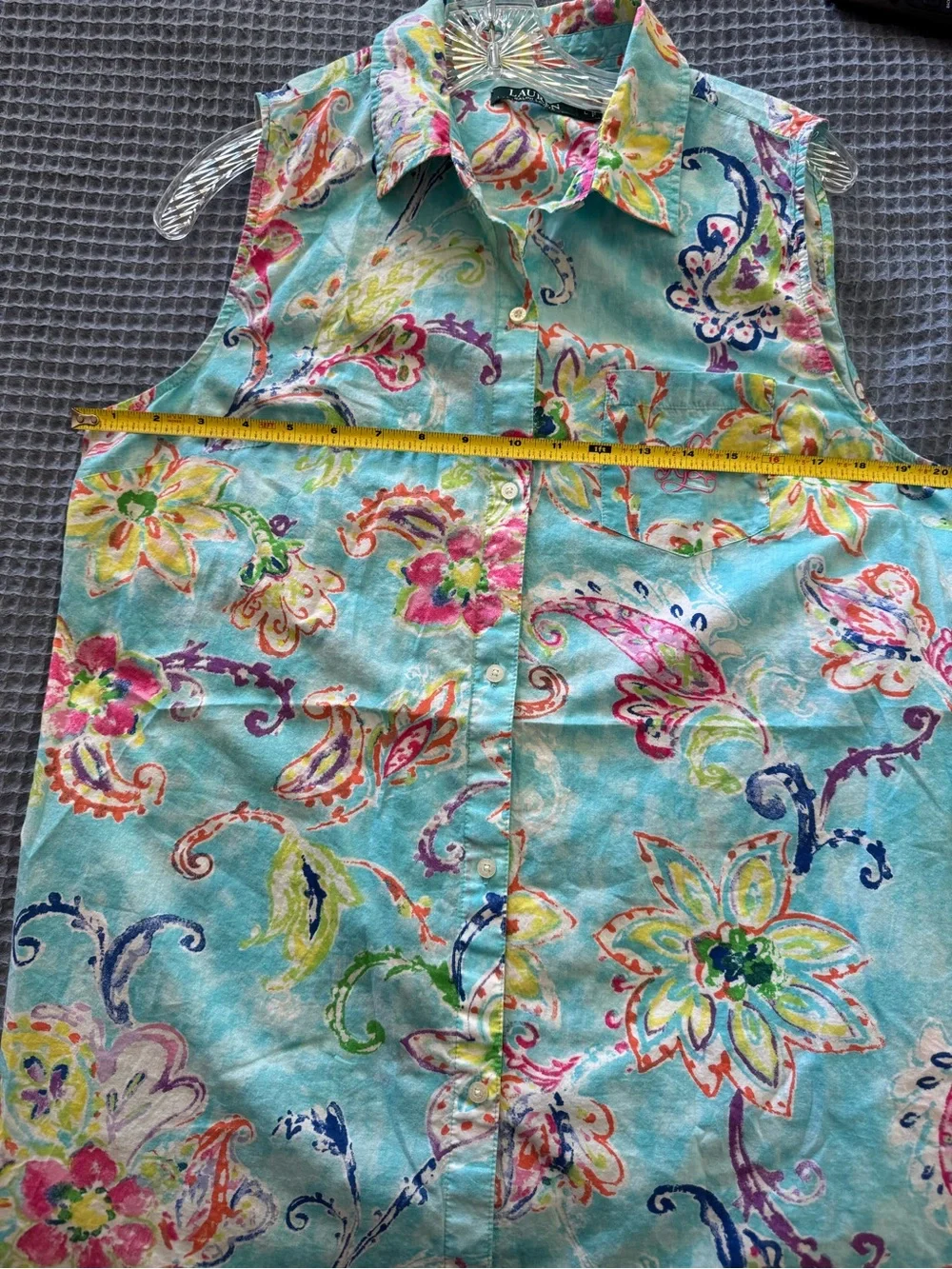 Lauren Ralph Lauren Sleeveless Paisley
Floral Button Down Shirt (Size L) - Picture 14 of 16